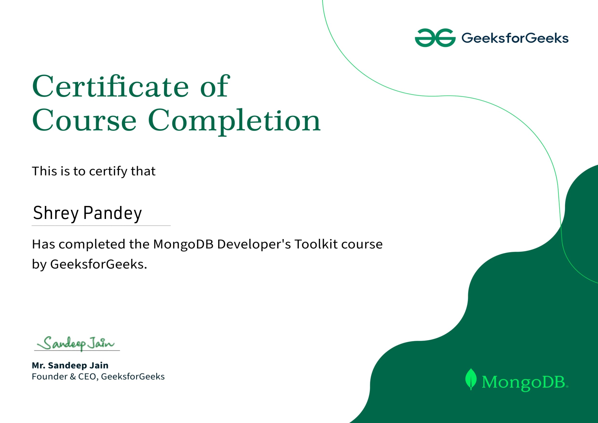 GeeksforGeeks MongoDB