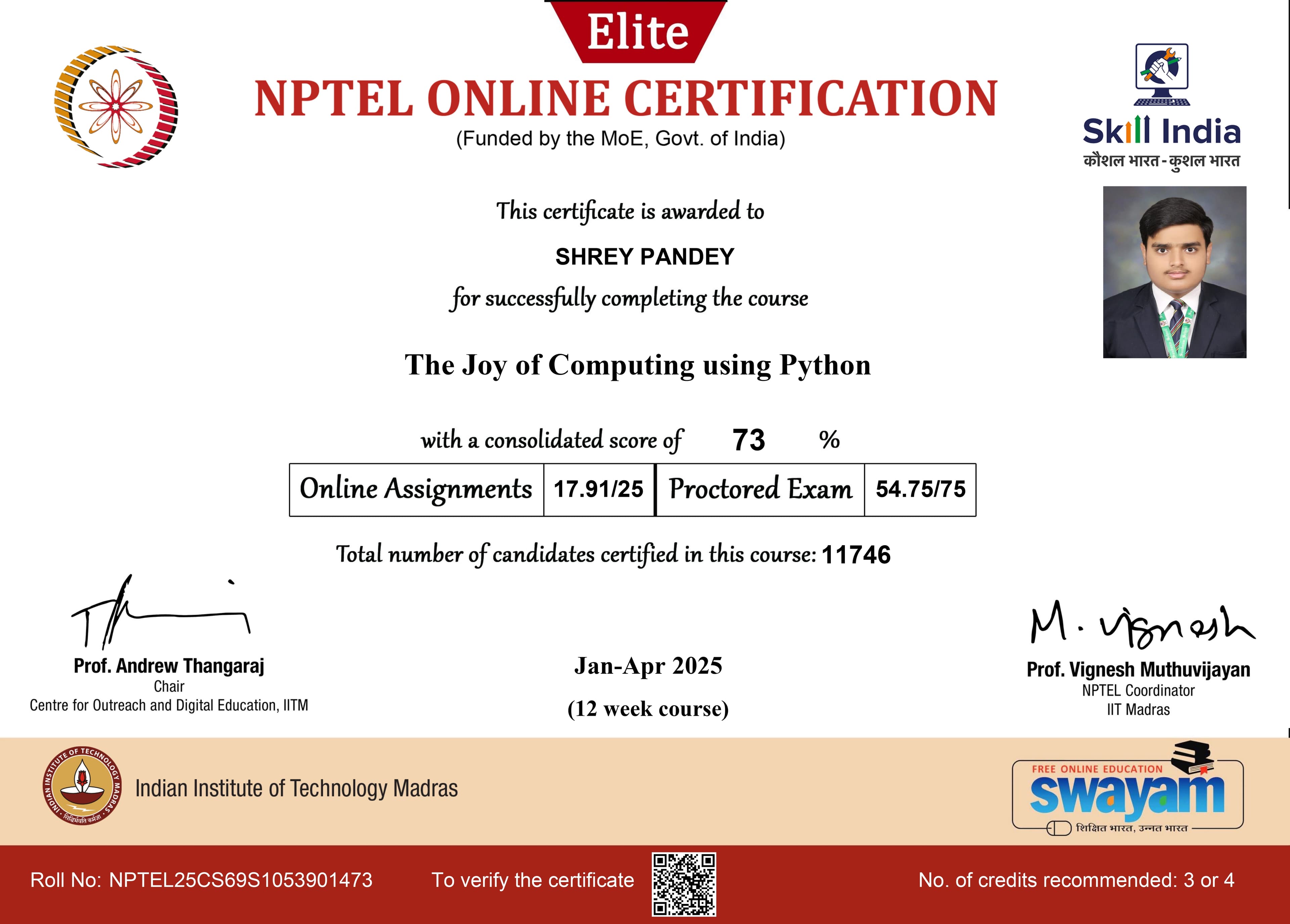 Joy of Computing using Python